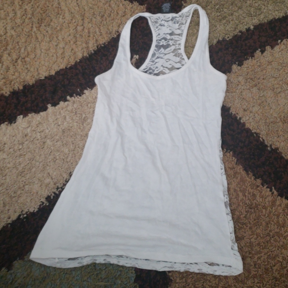 White tank top with lace back
